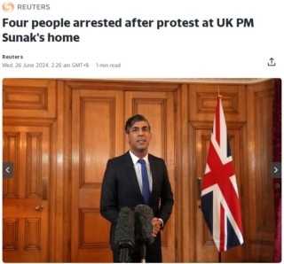 英国首相宅邸遭非法入侵 四名男子被捕